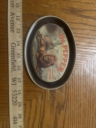 Vintage 1979 Dr. Pepper King of Beverage Oval Tin Tip Tray Reproduction