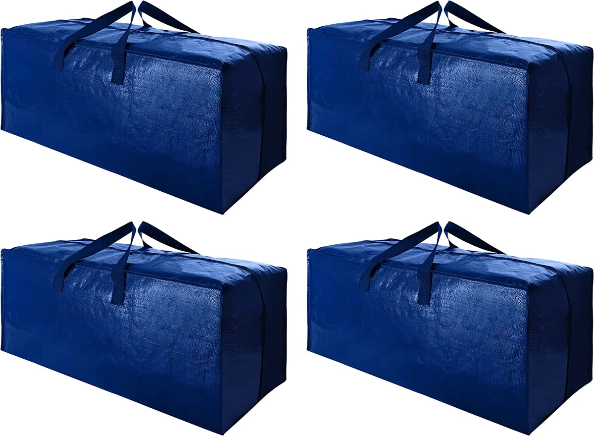 Heavy Duty Extra Large Storage Bag Moving Tote Zipper Backpack Boxes (4  Pack)