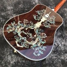 Chitarra Acustica Tutto Legno Massello 41" Tipo D Real Abalone Intarsi Ebano Fingerboard