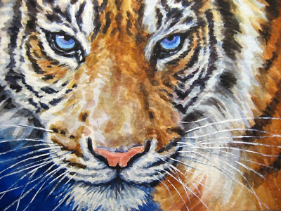 Watercolor Painting Tiger Animals Art No.12