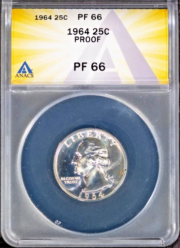 1964 Silver 25c Washington Head Quarter PF 66 ANACS # 7696052 + Bonus