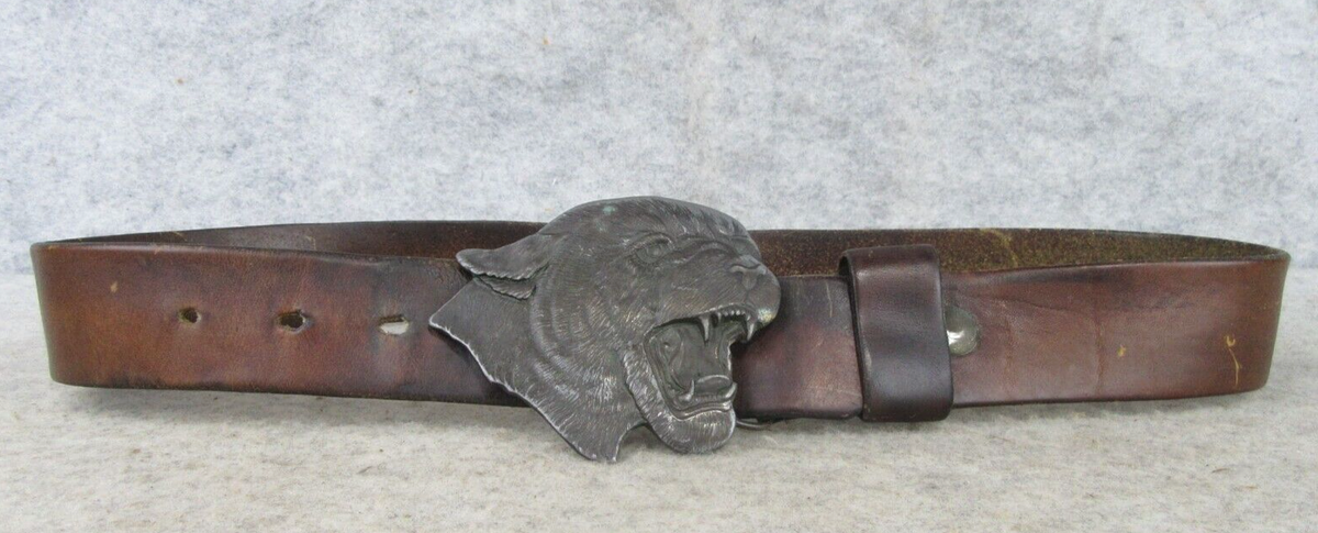 Vintage 1977 Bergamot Brass Works Cougar Mountain Lion Belt  display picture 3