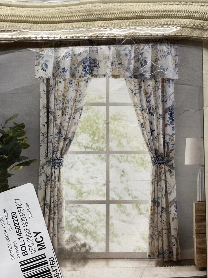 Rose Tree Sidney Two Lined Pole Top Window Panels With Tiebacks Floral - Image 4 of 4