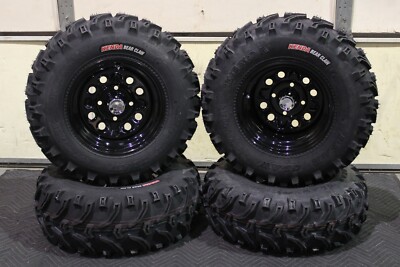 SUZUKI EIGER 400 25'' KENDA BEAR CLAW ATV TIRE QB BLACK ATV WHEEL KIT SRAQB