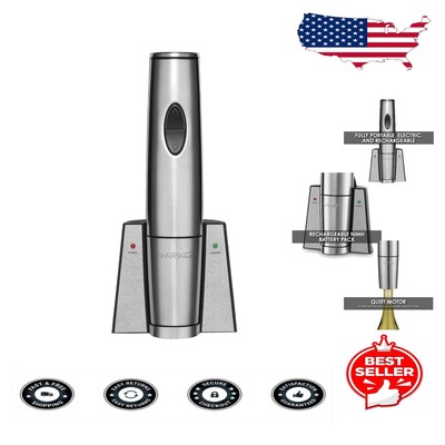 Rechargeable Portable Wine Bottle Opener with Commercial-Grade Motor - Silver