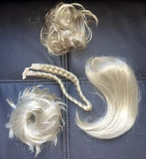 4 PIECE BLOND HAIR ACCESSORIES SCRUNCHIES PONYTAIL BRAID BUNS EXTENTION CLIP