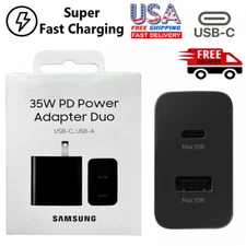 ⚡Super 35W PD Power Adapter Duo Wall Charger+ Cables For Samsung S23 S22 S21 S20