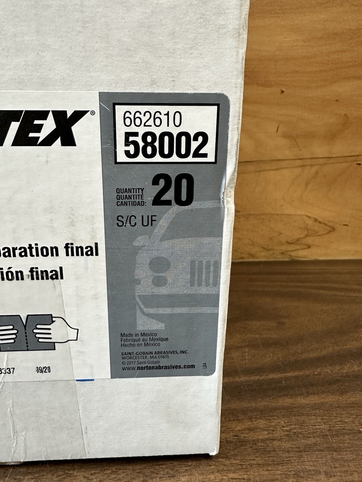 NORTON 58002 Bear-Tex Final Prep Gray Gris Scuff Pads 1 Box 20 pieces