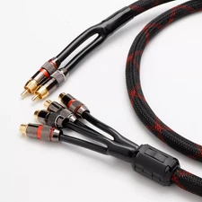 Gold Plated RCA Splitter Stereo Hifi Audio Cable 2 Male to 4 Female Y Adapter