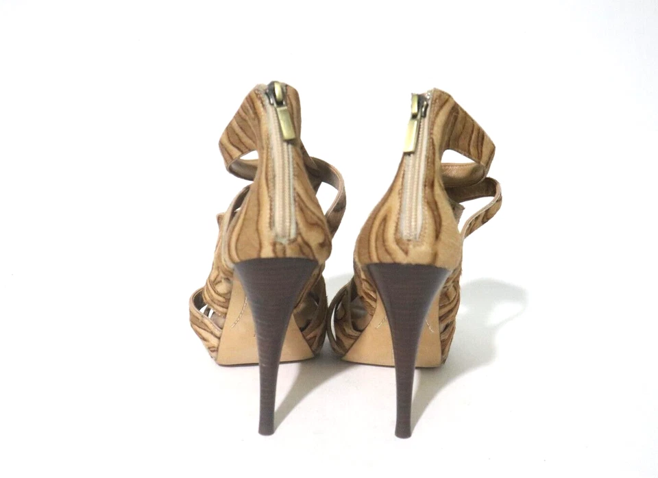 BOUTIQUE9 Size 9 Womens All Leather Hairy Animal Print Open Toe Platform Heels - image 4 of 4