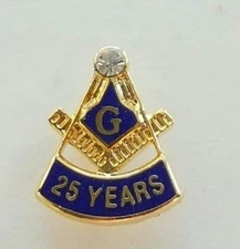 Masonic 25 year service lapel pin Mason 