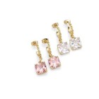 Square Cz Earrings, Sku#Ld414 Twisted Hoop with Dangle