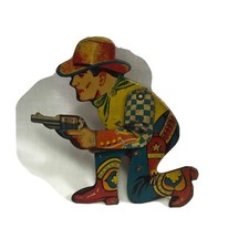 Tin Litho Cowboy Clicker 1950  s Metal Tin Toy