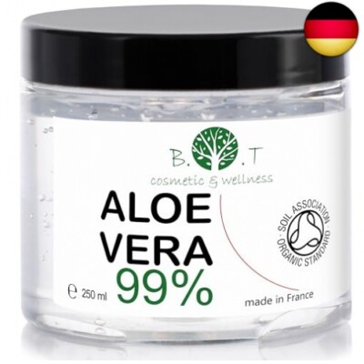 Bio Aloe Vera Gel 100% Natur Feuchtigkeitscreme für Gesicht und Körper | H