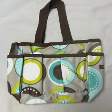 Thirty-One Utility Tote Pockets Caddy Organizer Minty Chip Circles Craft Baby