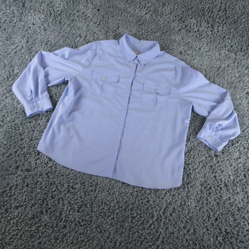 Chicos Shirt Womens 3 Blue Double Pocket Long Sleeve Button Up ' - Picture 2 of 13