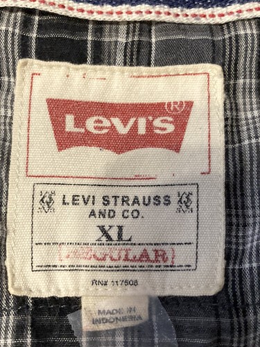 Levi’s size XL regular black plaid western pearl snap men’s shirt - Picture 3 of 8