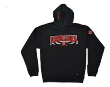 J. America Mens NCAA Nebraska Huskers Fully Embroidered Black Hoodie NWT S, M, L