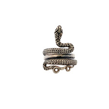 Vintage Sterling Silver Signed 925 Handcraft Etched Coil Snake Wrap Ring Band 7