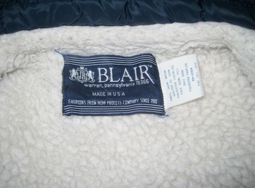 Vtg JB BLAIR Men's Quilted Sherpa Lined Puffer Jacket Coat Blue-Sz Large Tall - Picture 4 of 10