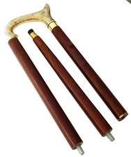 Vintage Beautiful Handmade Brass Wooden Walking Stick Cane X Mass Gift Item new