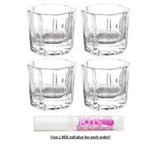 4 pcs Nail Art Acrylic Crystal Cup No-Cover Liquid Powder Glass Dappen Dish Bowl