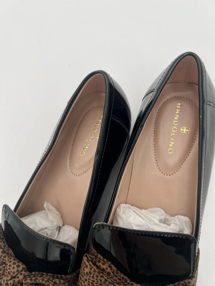 NEW Bandolino Women’s Lindio Loafer Black Patent Shoe W/Camel Velvet Bow 8.5M - Image 3 of 4