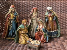 Tii Collections Vintage Resin Nativity Scene SET Of 6 Christmas decor Religious 