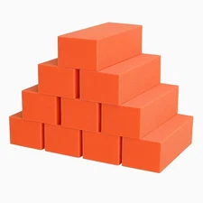 10pcs Orange Nail Buffer Blocks 3-Way 80/80/100 Grit Manicure Pedicure Tools