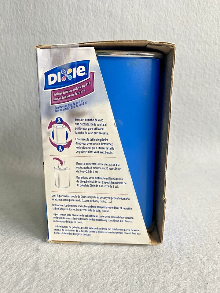 Dispensador de vasos desechables de doble cara Dixie de 3 y 5 OZ azul para baño Foto 2 de 3