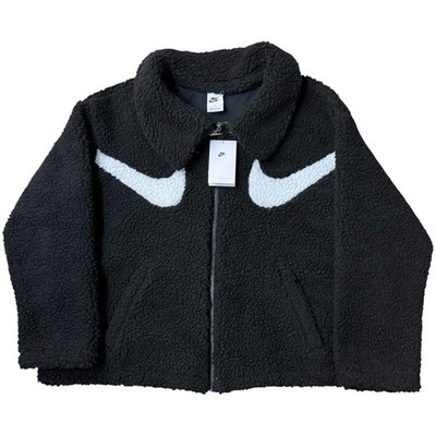 NWT Nike NSW Swoosh Sherpa Fleece Zip Jacket Black Womens Size 2XL