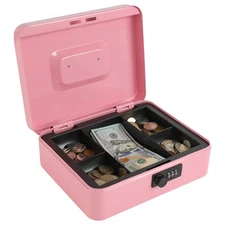 Steel Cash Box Safe with Combination Lock,Money Safe Box with Removable Coin ...