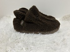 LL Bean Womens fuzzy fleece chocolate brown slippers sz 8
