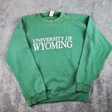 Soffe Sweatshirt Adult Large Green Heavy USA Crew University Of Wyoming Vintage 
