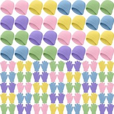 60Pcs Kids Winter Beanie and Gloves Bulk Knit Hats Gloves Warm Unisex Cold We...