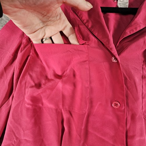 Vtg Christian Dior Blouse Womens 10 Hot Pink Preppy Designer Pockets Flowy - Picture 3 of 12