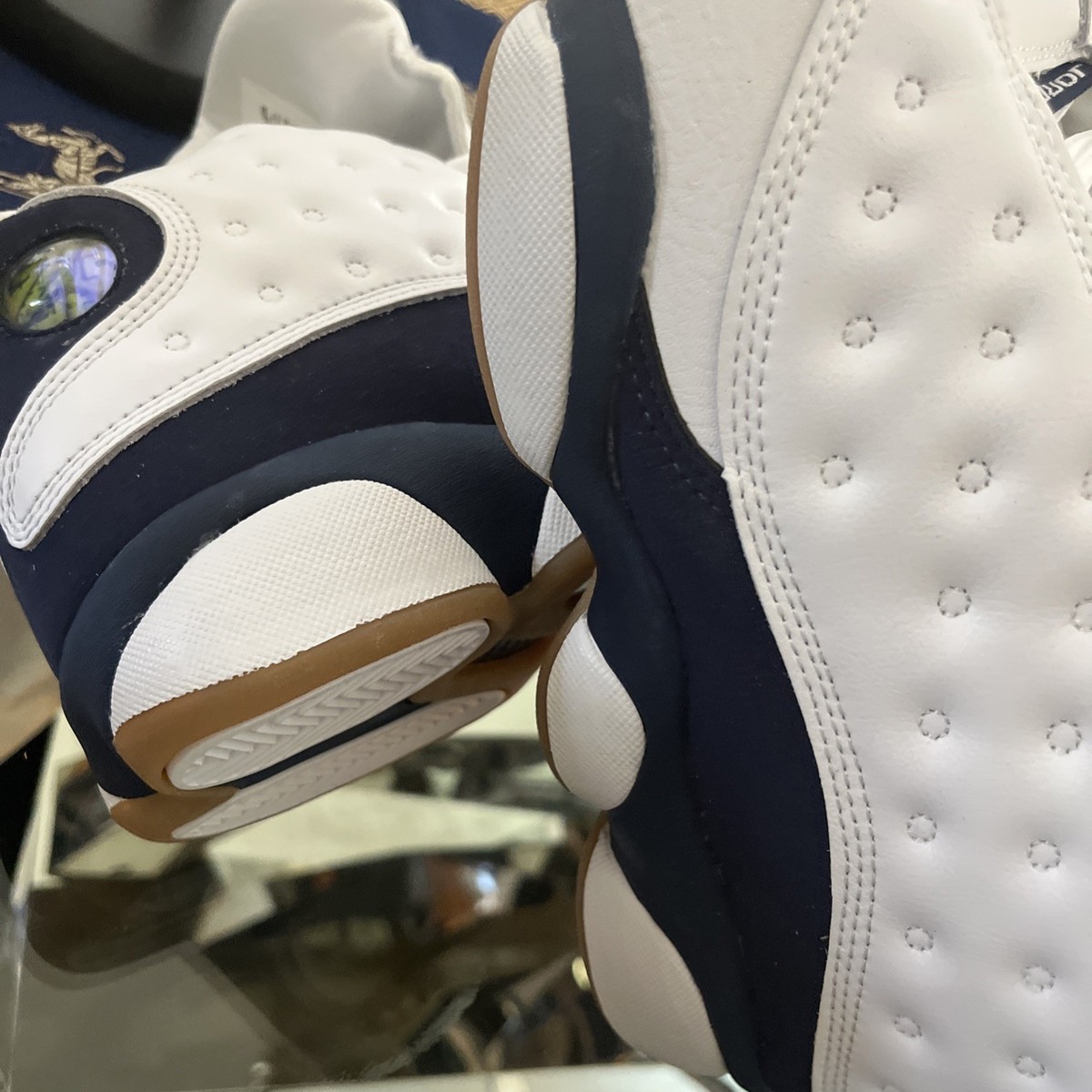 シューズ(男性用) jordan 13 Retro WhiteandMidnightNavy 27 414571-140 Nike Air Jordan 13 Retro White and Midnight Navy (Men's