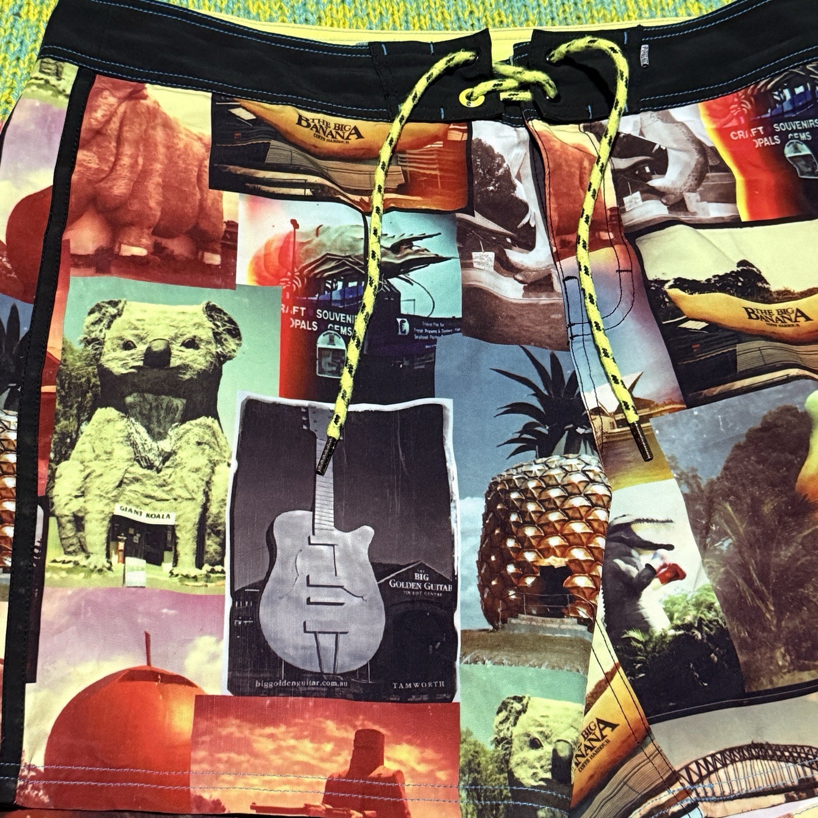Piping Hot Size 34 Board Shorts Australian Landmark Icons Collage Print image 3