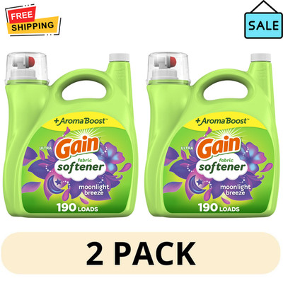 2 Pack Gain Liquid Softener each 140oz Moonlight Breeze 380 Loads Conditioner