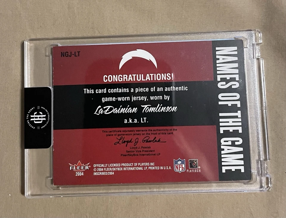 2004 Fleer Names Of The Game Ladanian Tomlinson Game Used Jersey Relic NGJ-LT - Image 2 of 2
