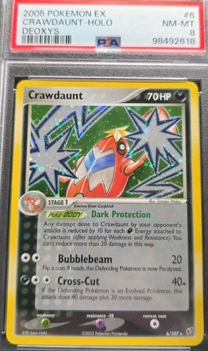 POKEMON CARD CRAWDAUNT HOLO RARE 6 EX DEOXYS #6 VINTAGE GRADED PSA 8