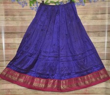 Traditional Indian Chaniya Choli Skirt Blue Red Gold Flare Garba Dance Size M
