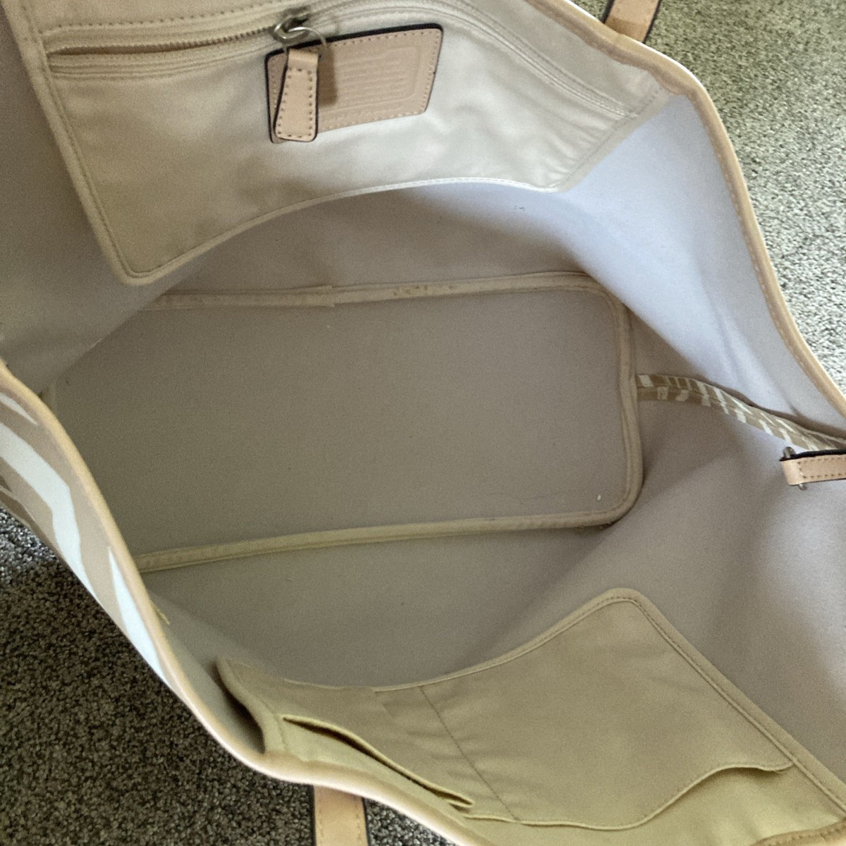 Coach Park Metro Tote Bag ZEBRA PRINT Tan & Cream Handbag Purse