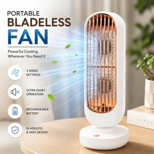 Portable USB Rechargeable Bladeless Desk Fan Quiet Personal Cooling Fan White