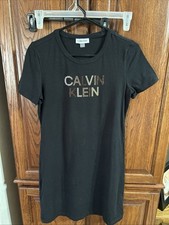 Calvin Klein Women’s Logo T-Shirt Little Black Dress Sz S/CH/P 35-34-L 35 Sexy