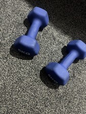 2 x 5kg Blue Hex Neoprene Dumbbells Set Fixed Weight Gym Training