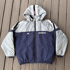 VTG Starter NFL Pro Line MENS LARGE Dallas Cowboys Full Zip Puffer Jacket w Hood