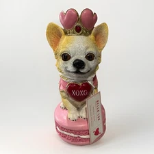 Bella Lux Wedding Valentines Day Princess Chihuahua sitting on pink macaroon 10”