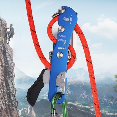 Climbing Stop Descender for 10.5-11mm,Self-Braking Self Locking Belay Rescue....