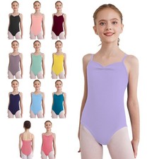 Kids Girls Bodysuit Athletic Leotard Dance Jumpsuit Costume Backless Practice